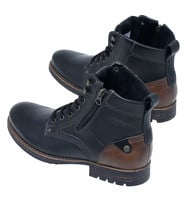 Men's Black Leather Brown Heel Zipper Boots #BM074501ZK