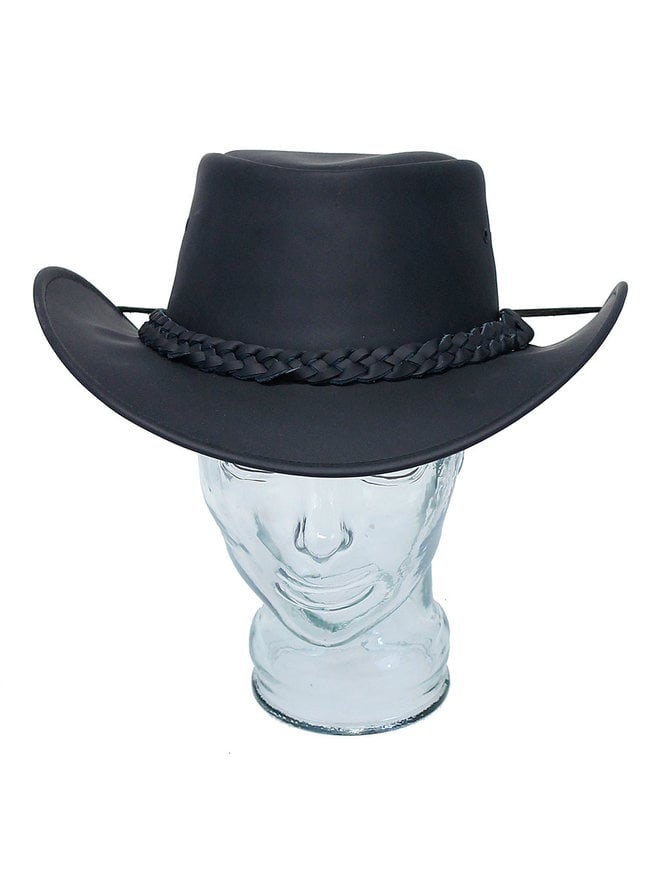 Black Waterproof Cowboy Hat with Braid Hatband #H1240BK