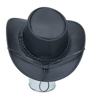 Black Waterproof Cowboy Hat with Braid Hatband #H1240BK