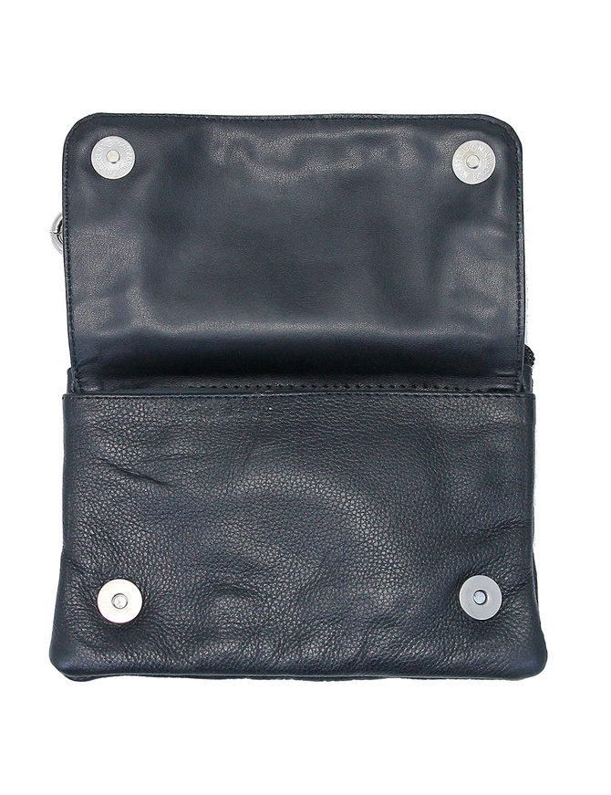 Stud Trim Black Leather Hip Klip Bag With Removable Strap#PKK2151RK