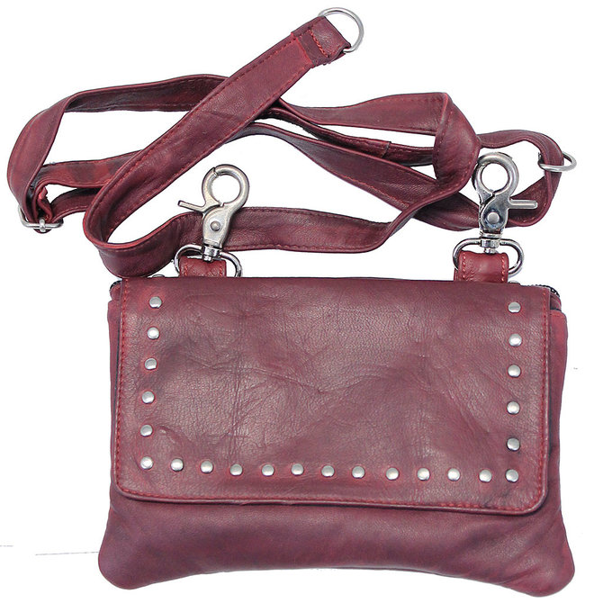 Super Jumbo Black Leather Waist Bag Fanny Pack #FPX3090K - Jamin