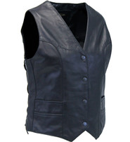 Jamin Leather® Women's Long Side Lace Lambskin Leather Vest #VL556NLK