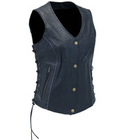 Unik Reflector Eagle Women's Side Lace Leather Vest #VL685018LE