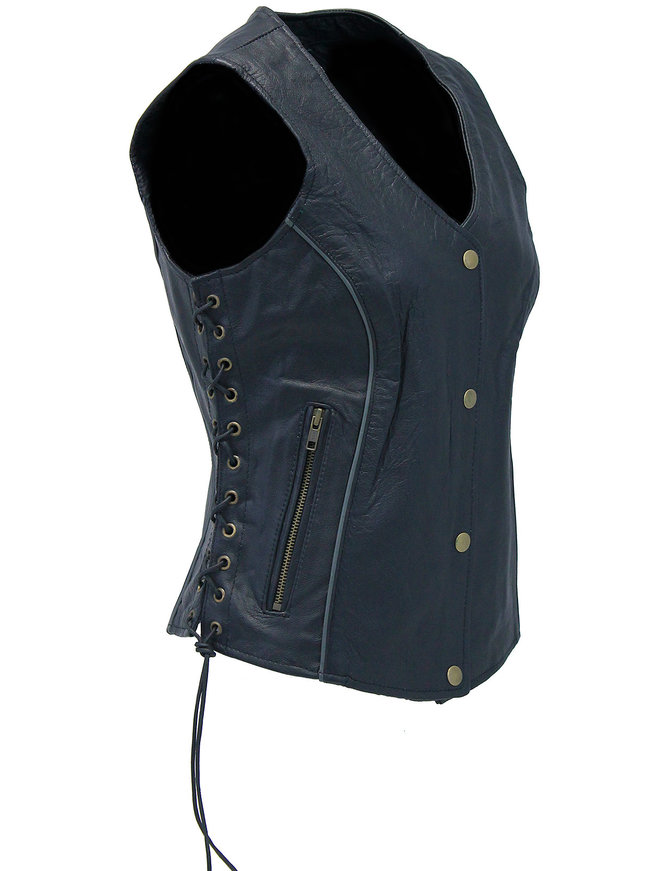 Unik Reflector Eagle Women's Side Lace Leather Vest #VL685018LE