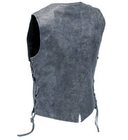 Unik Vintage Gray Side Lace Leather Vest #VL6897LGY