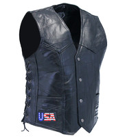 Silver Eagle Patch Leather Side Lace Vest #VM1176PPLK