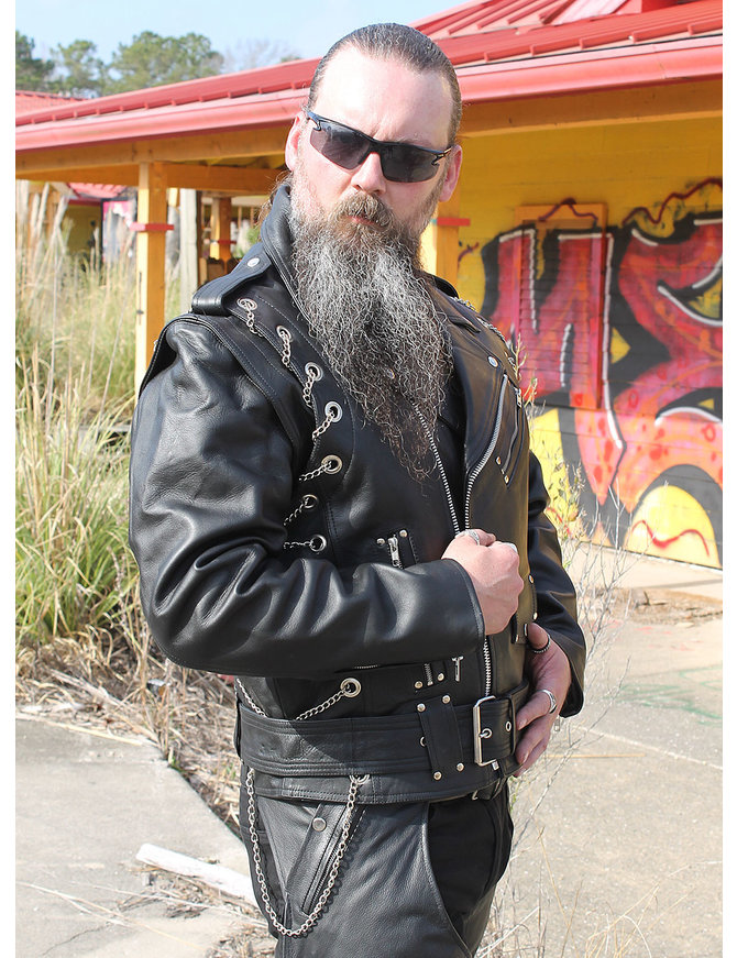 Jamin Leather® Leather Motorcycle Jacket w/Removable Sleeves #M2601ZCC