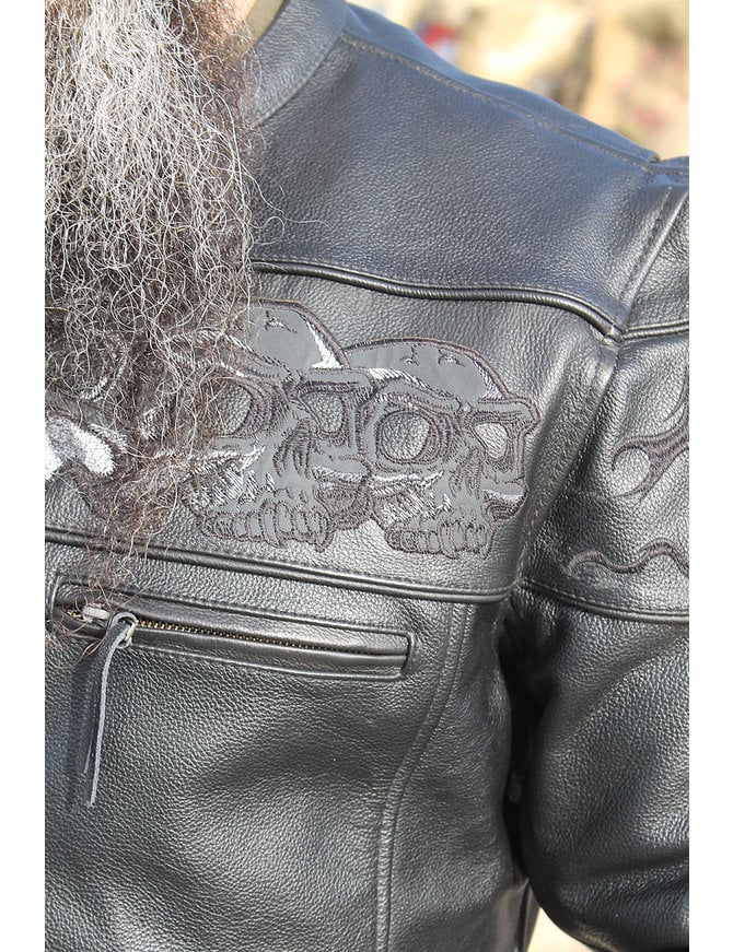 Milwaukee Ultra Premium Leather Reflective Skull Jacket w/Concealed Pocket #M15000GZSK