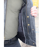 Unik Men's Vintage Black Leather Club Vest w/Concealed Pockets #VMA6655GK