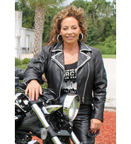 Jamin Leather Crystal Trim Side Lace Women's Motorcycle Jacket #L351CRY