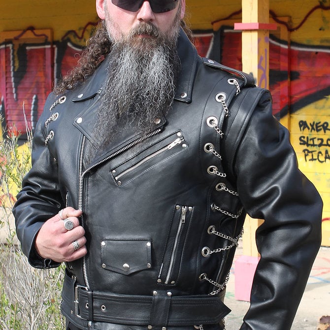 Buy wholesale New Motorcycle Motorbike SOA Style Cut Off Vest With Chrome  Leather Biker - XXXXL