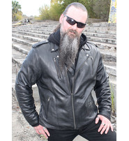 Men's Soft Black Leather Motorcycle Jacket w/Hoodie #M6925VHGK - Jamin  Leather®