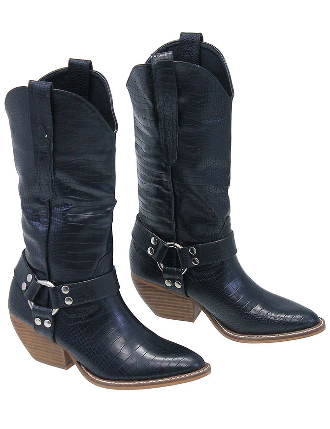 Black leather cowboy boots clearance womens