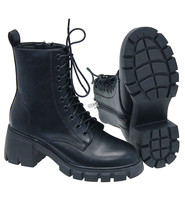 Evo Black Women's Combat Boots w/Zipper
