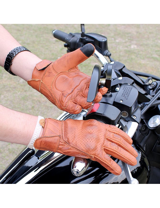 Harley Orange Vented Motorcycle Gloves w/Hard Knuckles #GA412VKNO