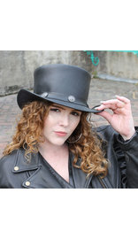 Imported Buffalo Nickel Biker Leather Top Hat #H9229BUFK