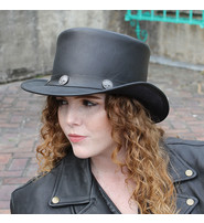 Imported Buffalo Nickel Biker Leather Top Hat #H9229BUFK