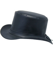 Jamin Leather Five Inch Black Heavy Leather Tophat #H2200K