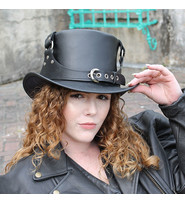 Jamin Leather Steampunk Buckled Leather Tophat #H2204BUK