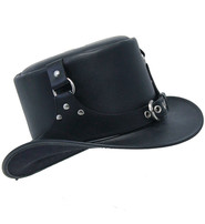 Jamin Leather Steampunk Buckled Leather Tophat #H2204BUK