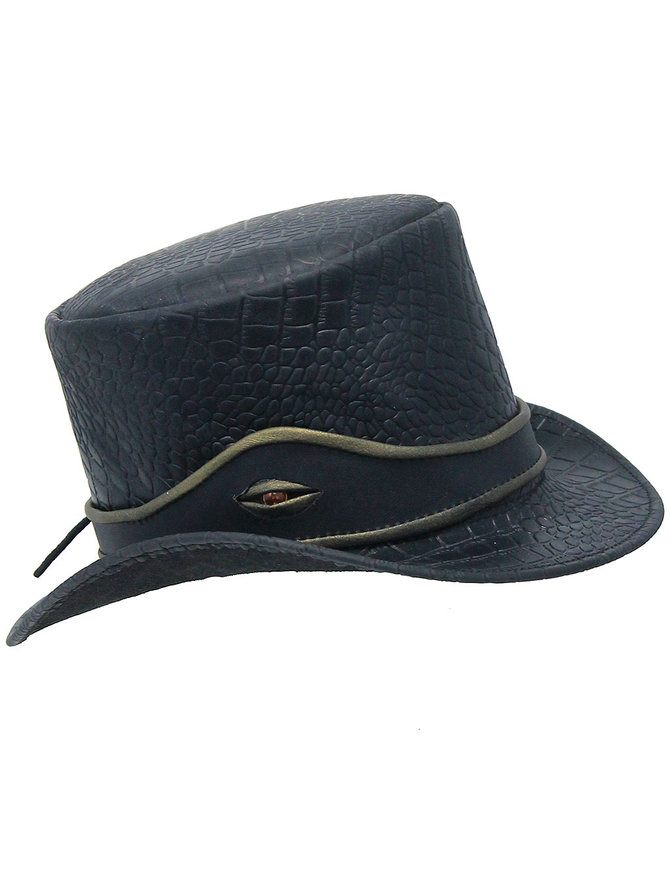 Jamin Leather® Black Leather Crocodile Eye Tophat #H2205EYEK