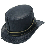 Jamin Leather® Black Leather Crocodile Eye Tophat #H2205EYEK