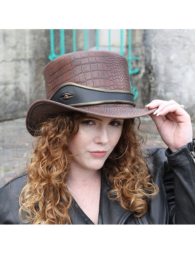 Jamin Leather® Brown Leather Alligator Eye Tophat #H2206EYEN