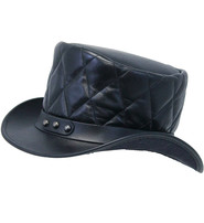 Jamin Leather® Black Quilted Leather Tophat #H2207QK