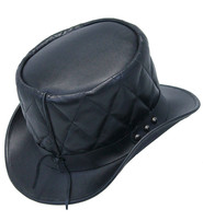 Jamin Leather® Black Quilted Leather Tophat #H2207QK