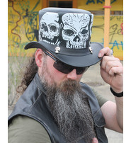 Jamin Leather® Heavy Leather Tophat with Skulls #H2210SSK