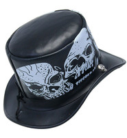 Jamin Leather® Heavy Leather Tophat with Skulls #H2210SSK