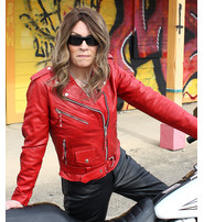 Women's Soft Red Lambskin Leather Motorcycle Jacket #L6061R