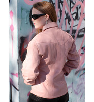 Women's Pink Leather Shirt #LS86222P