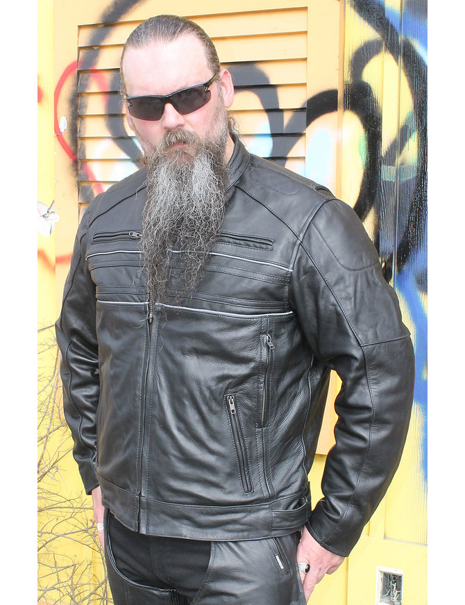 Unik Vented Motorcycle Jacket w/Reflectors, Pads & Concealed Pocket #M6923VRZGK