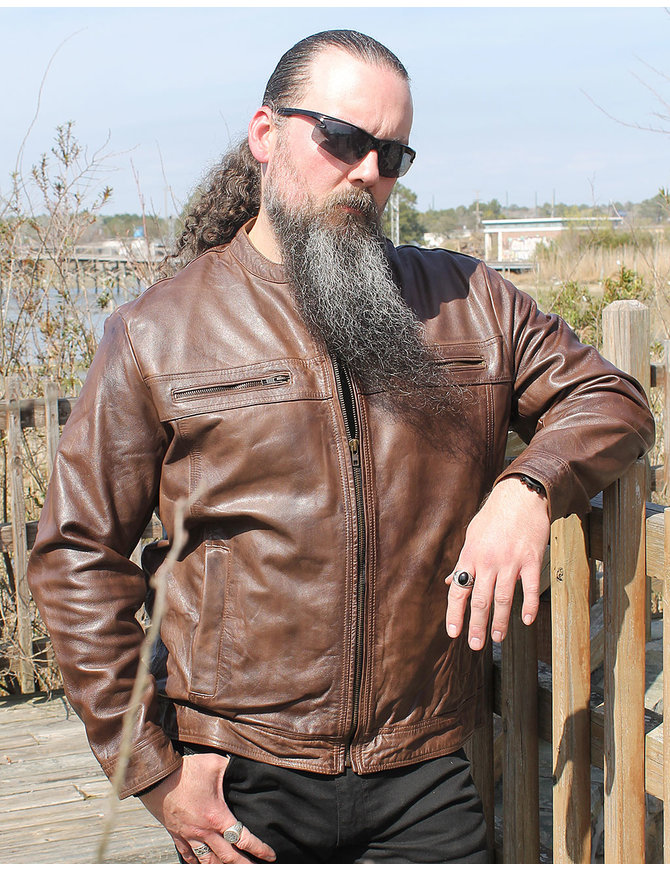 Unik Men's Brown Lightweight Leather Motorcycle Jacket #M69241N