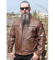 Unik Men's Brown Lightweight Leather Motorcycle Jacket #M69241N