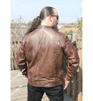 Unik Men's Brown Lightweight Leather Motorcycle Jacket #M69241N
