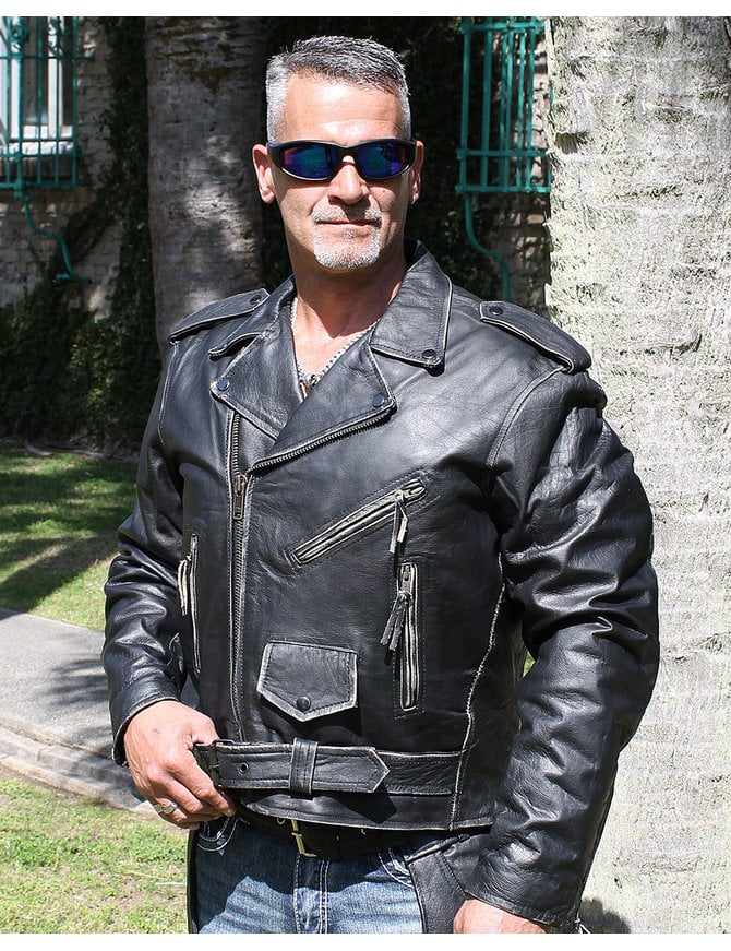 Vintage Black Classic Motorcycle Jacket #MA026K