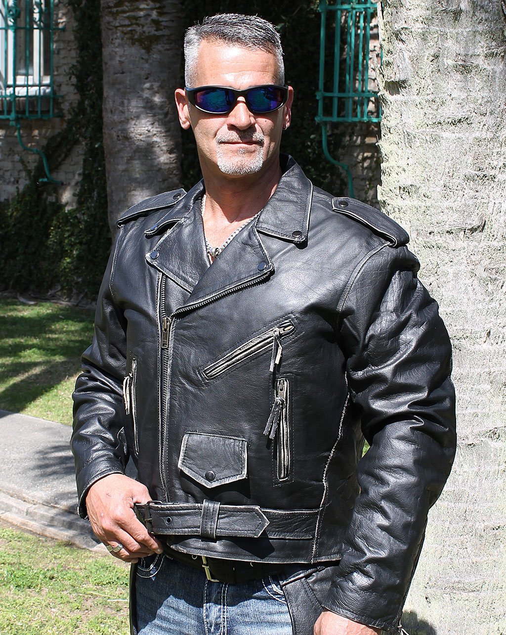 Vintage Black Classic Motorcycle Jacket #MA026K - Jamin Leather®