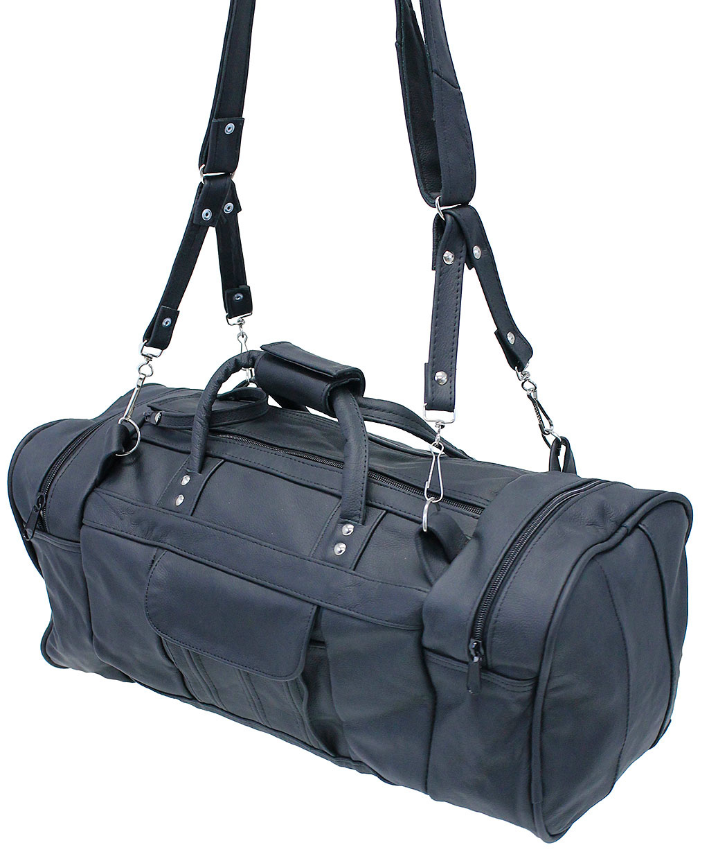 Black Heavy Leather Duffel Bag P3101K Jamin Leather®