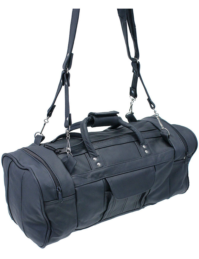 Black Heavy Leather Duffel Bag #P3101K