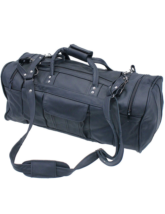 Black Heavy Leather Duffel Bag #P3101K