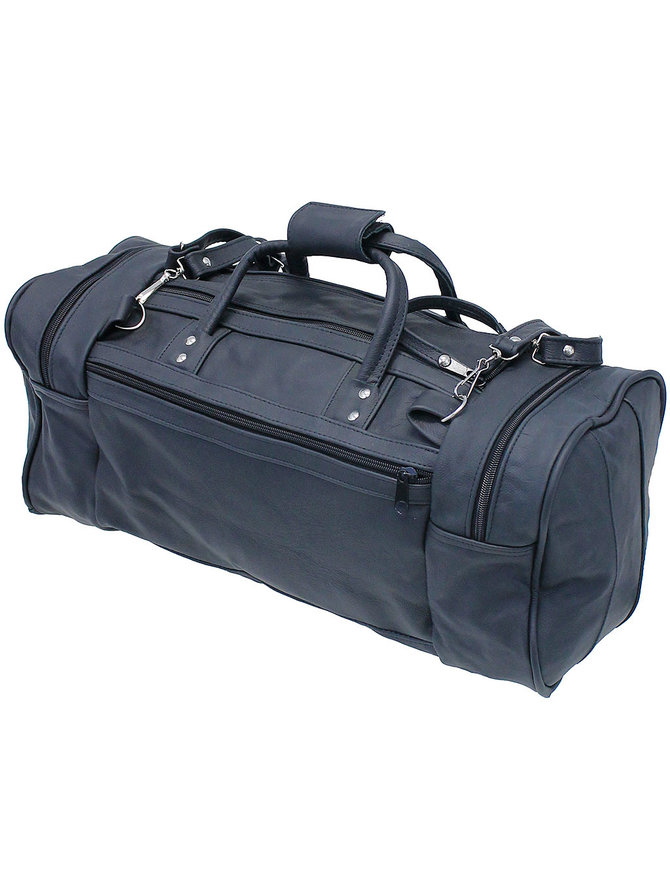 Black Heavy Leather Duffel Bag #P3101K