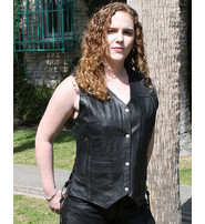 Unik Women's Multi-Pocket Concealed Pocket Leather Vest #VL2675GLK