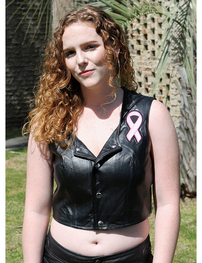 Jamin Leather® Breast Cancer Snap Vest #VL3016RIB