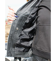 Women's Lambskin Leather Biker Vest w/Hoodie #VL6898HK