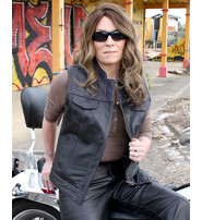 Unik Purple Stitched Leather Club Vest w/Easy Access Concealed Pocket #VL689617QP