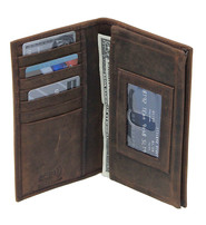 Brown Vintage Long Leather RFID Wallet Checkbook #W513521NID