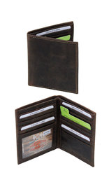 Tall Vintage Brown Bifold RFID Wallet w/19 Compartments #WM13081NID