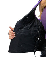 Purple Trim Side Lace Zipper Vest #VL68547LPU